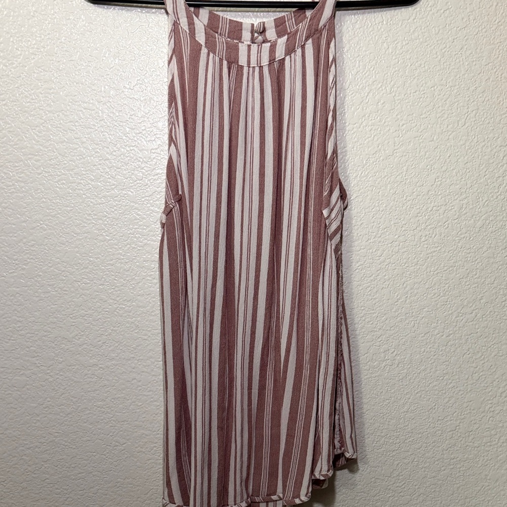 Striped Sleeveless Top - Pink and White